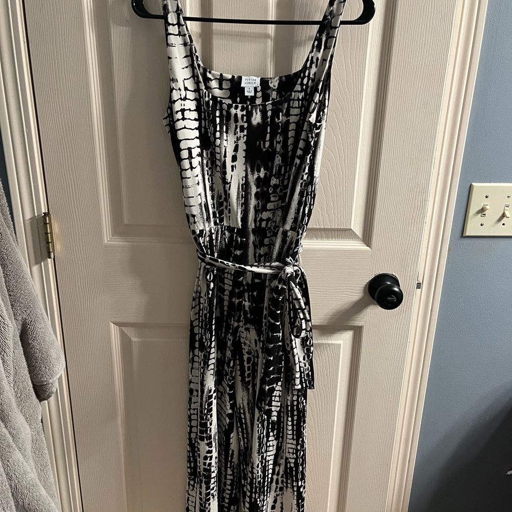 Peyton Jenson Elegant Black and White Patterned Jumpsuit